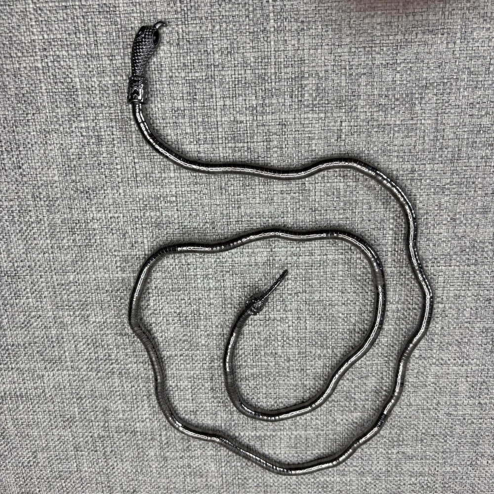 Flexible Snake Necklace Gunmetal Grey Bendable Wrap Serpent Goth Edgy‎ 35 Inch